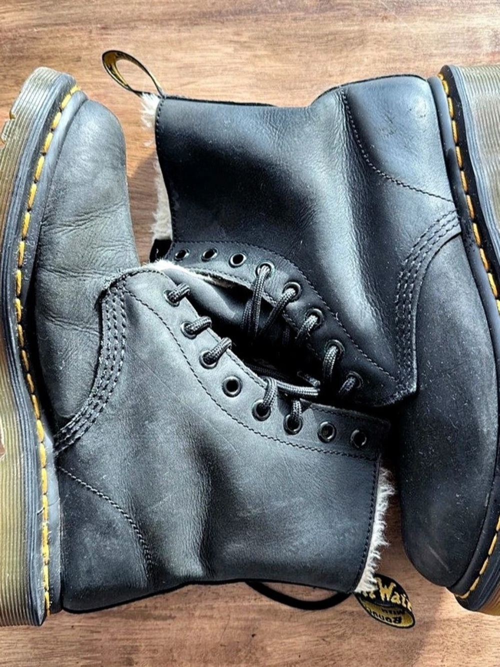 Dr. Martens 1460 Fur-Lined Black Boots Like New